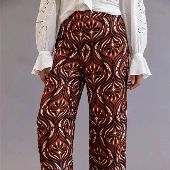 Anthropologie | Breezy Printed Straight Pants Colour:  BROWN MOTIF - Picture 3 of 6